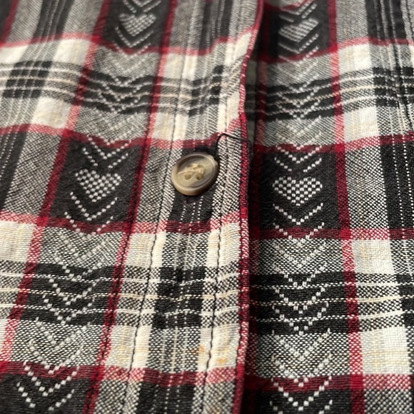 Vintage Bobbie Brooks cotton plaid short sleeve button down shirt with hearts - Picture 3 of 5